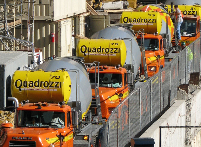 Trucks at One World Trade Center construction site in 2007