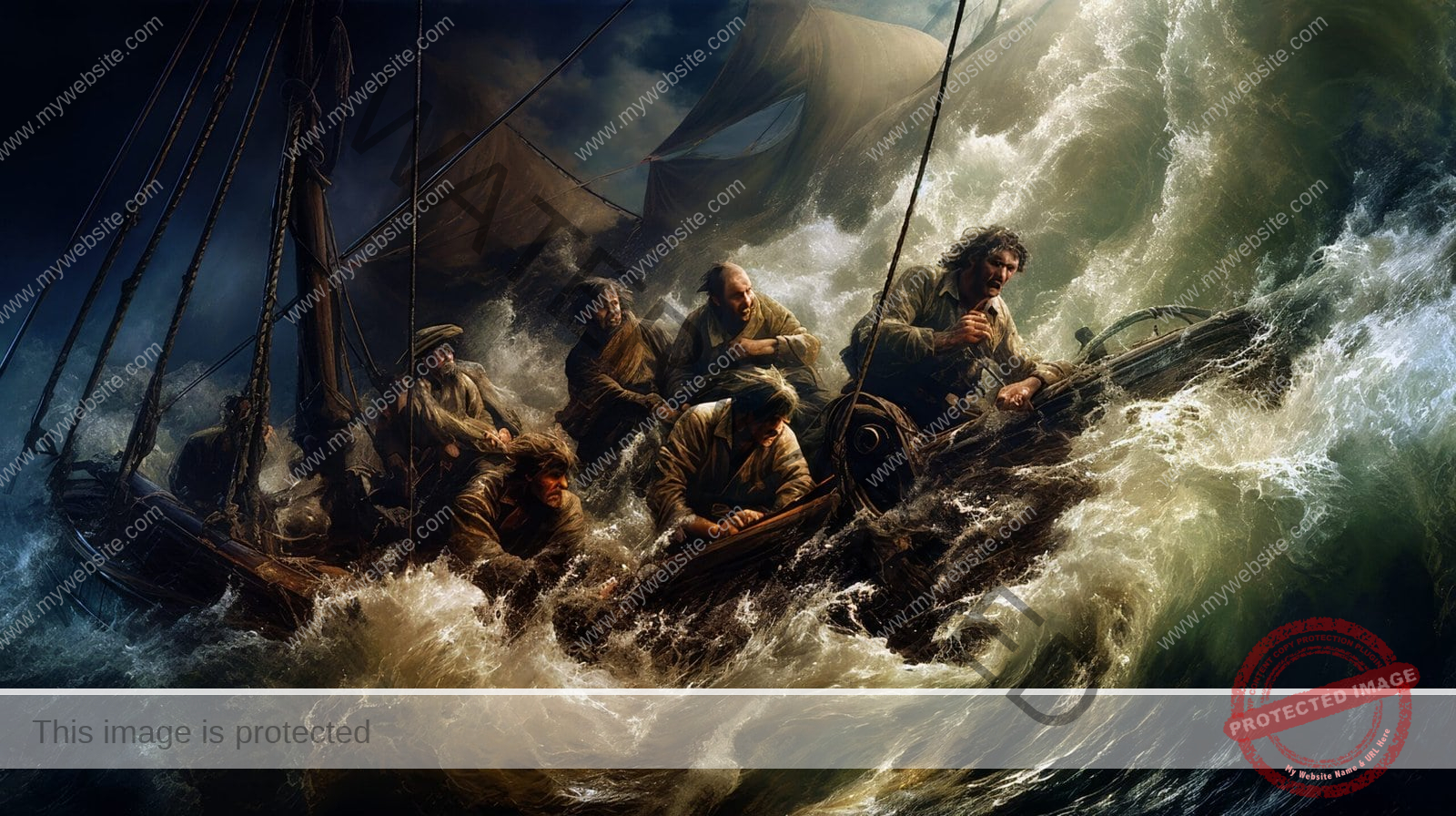 Clinging onto the bowsprit in a storm